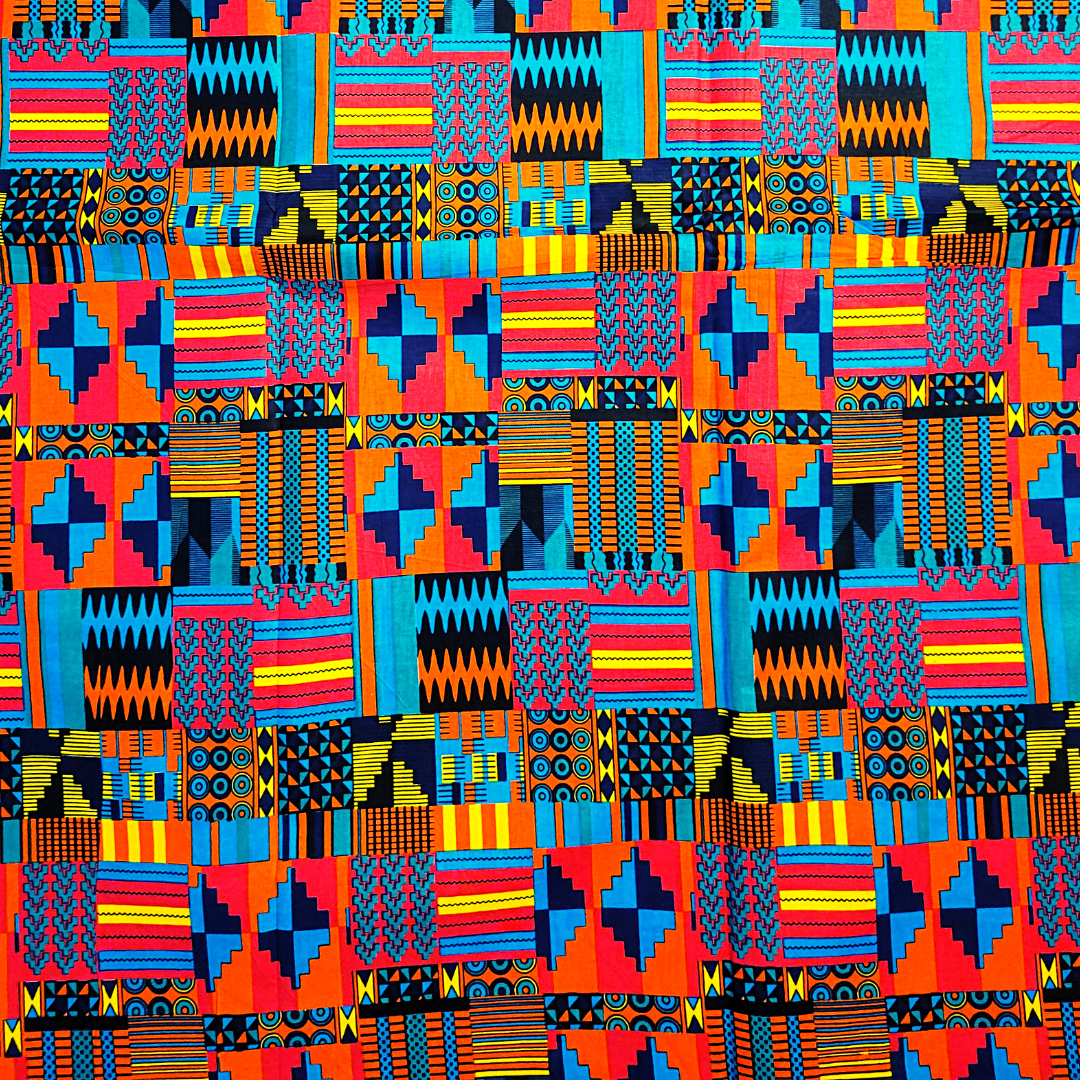 African Fabrics By the Yard Kente Classic Pattern. Pink Black