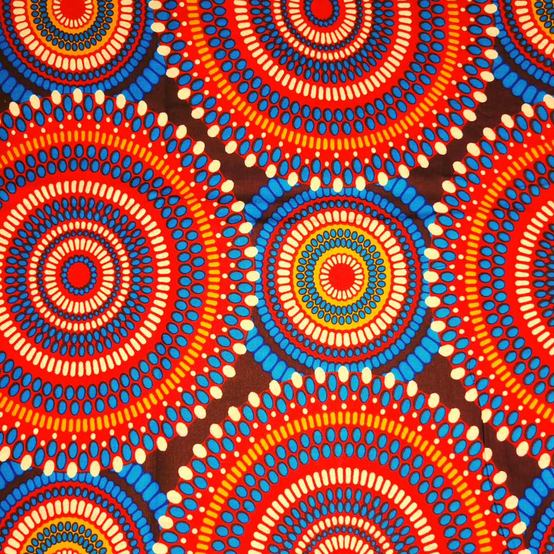 African Fabrics By the Yard - Ankara Kitenge - Large Circles - Hot Pink and Electic Blue