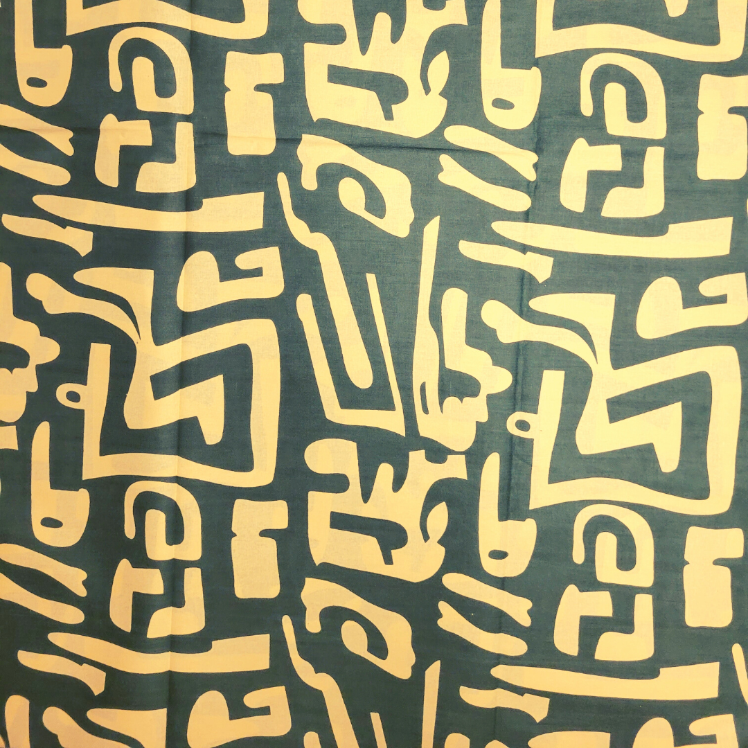 African Fabrics By the Yard - Mudcloth Print - Green and Beige