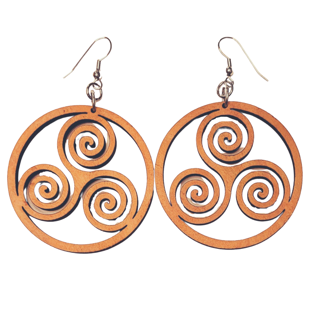 West African Wooden Adinkra Symbol Earrings