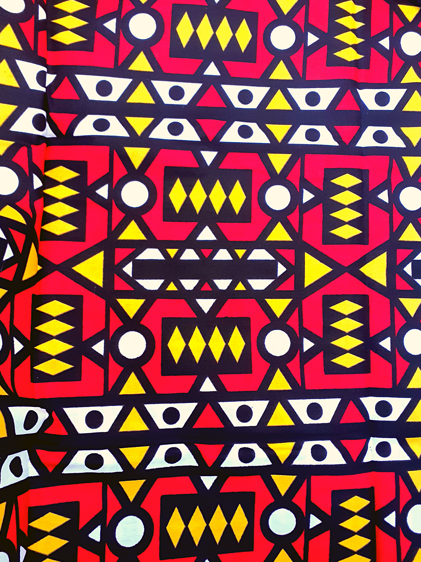 African Fabrics By the Yard - Mudcloth Print - Red, Yellow, Black, and White
