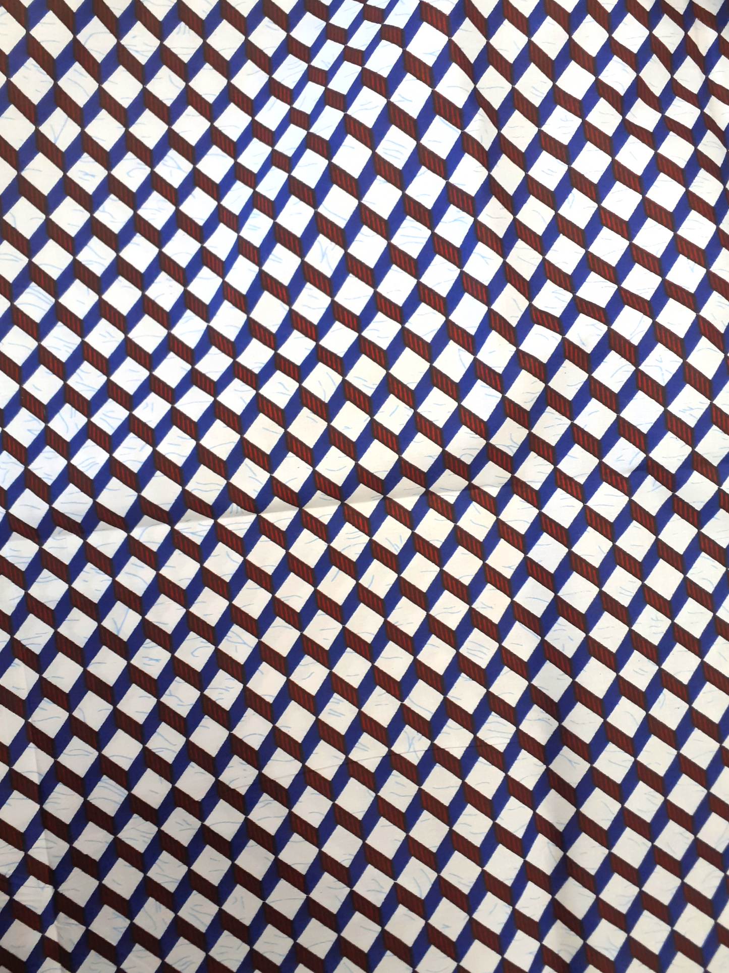 African Fabrics By the Yard - Kitenge - White, Blue, and Red
