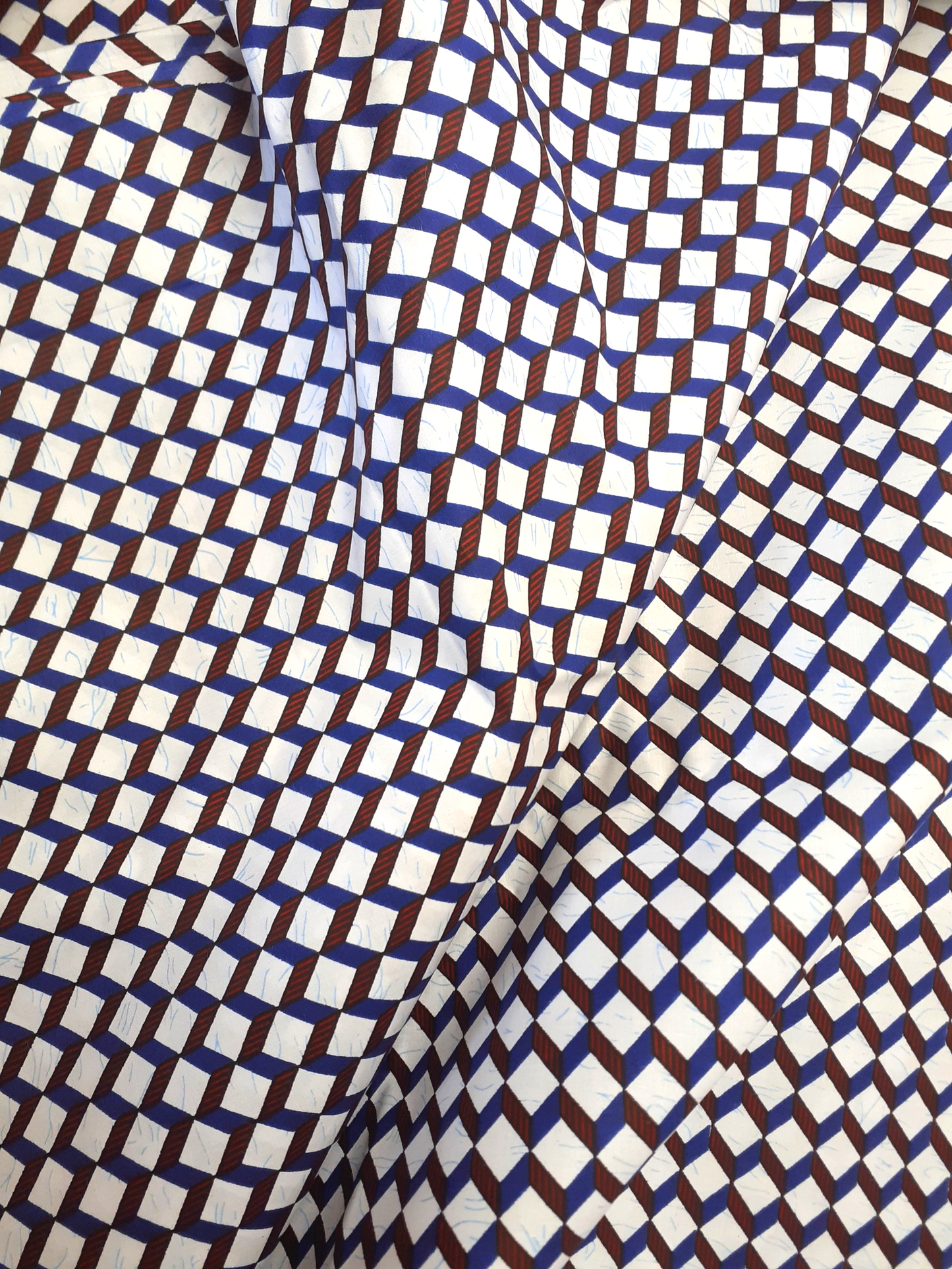 African Fabrics By the Yard - Kitenge - White, Blue, and Red
