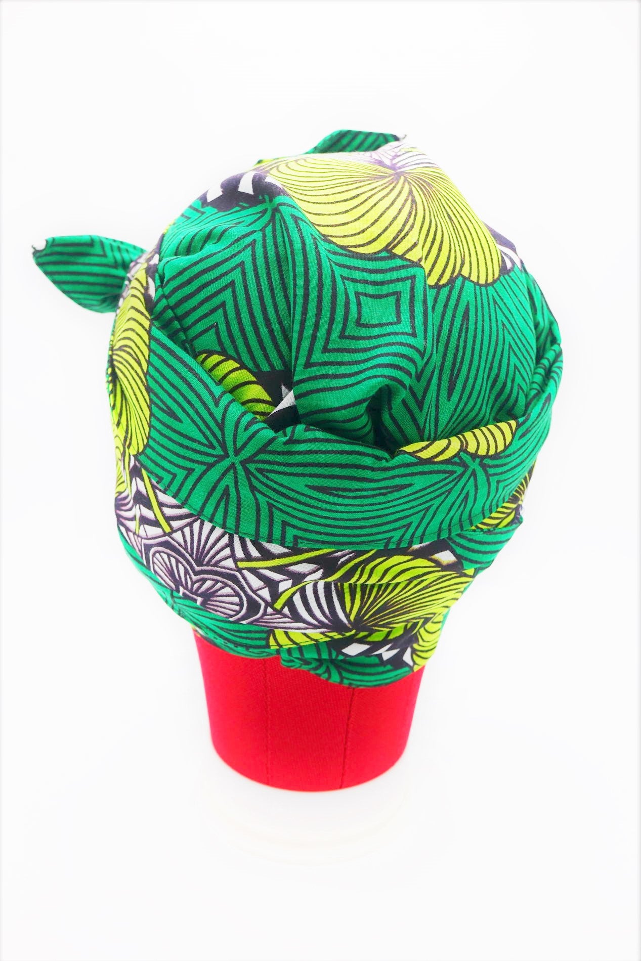 Africa, african fabric, ankara fabric, african print, dutch wax, mudcloth print, ethnic print, tribal print, kente, kitenge, turban, bonnet, satin lined, headwrap, head wrap, africa print ankara, african headwrap, bonnet headwrap, african fabric head wrap, black woman, black women, black hair, natural hair, hair care, hair covering, head covering, braids, locs, dreadlocks, bow head wrap, womens head wrap, black women hair, cancer patients, women with cancer, green, lime green, white, black