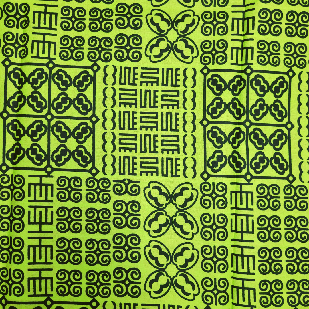 African Fabrics By the Yard - Mudcloth Print, Adinkra - Green