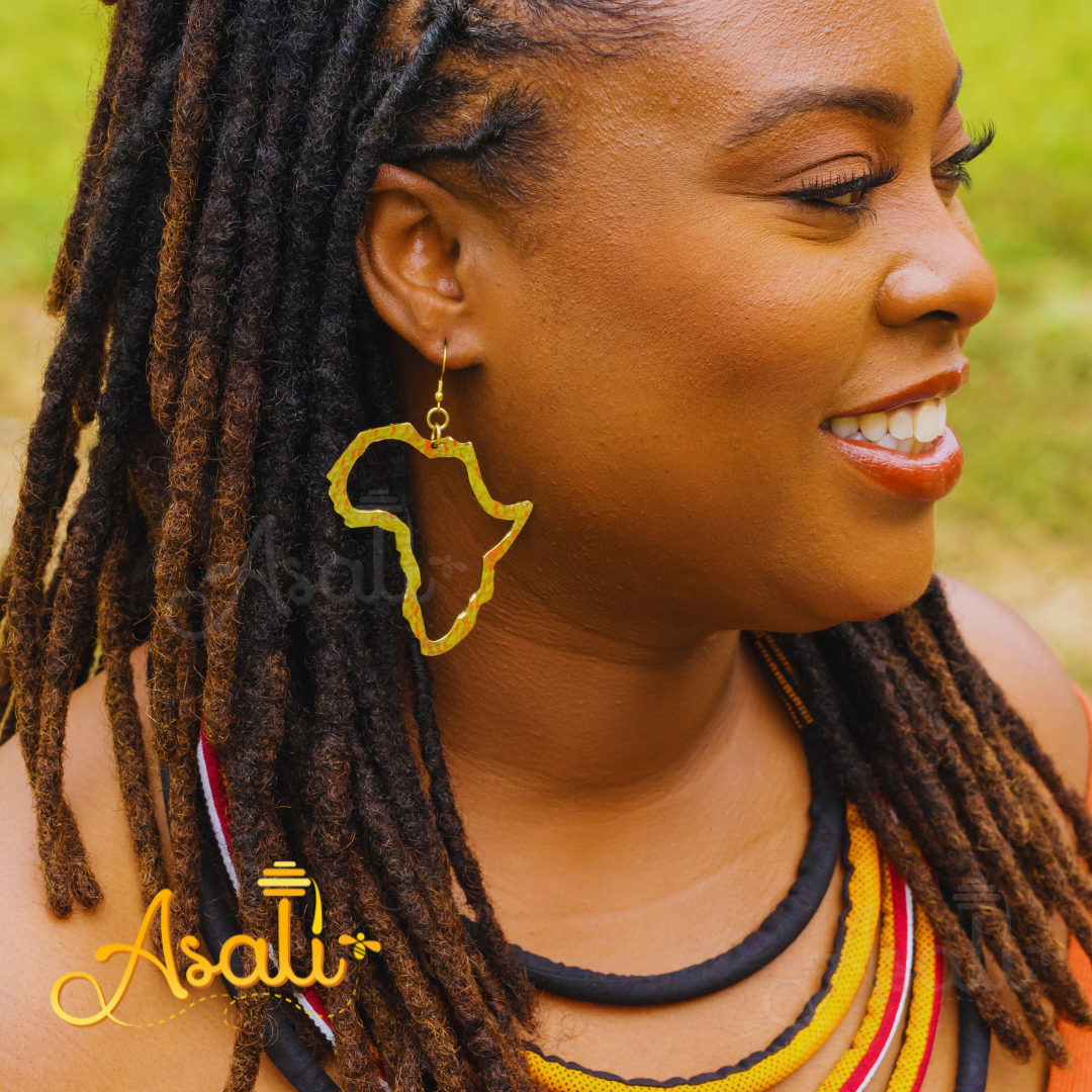 Shop Asali's Brass African Map Earrings