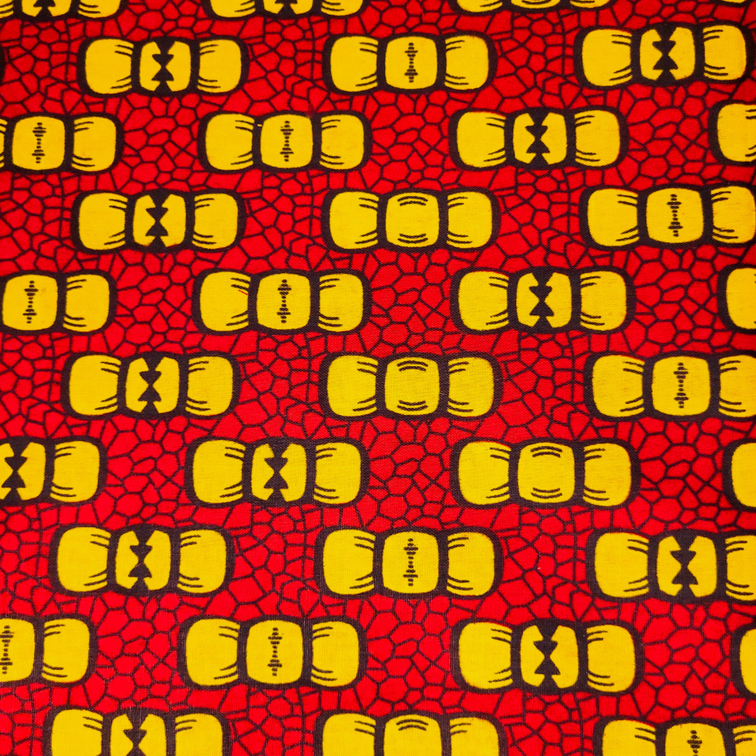 African Fabrics by The Yard - Modern Ankara and Kitenge - Red and Yellow