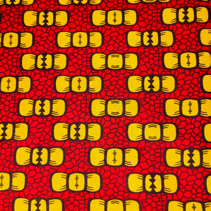 African Fabrics by The Yard - Modern Ankara and Kitenge - Red and Yellow