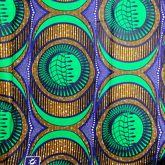 African Fabrics By the Yard - Ankara Print - Green and Blue