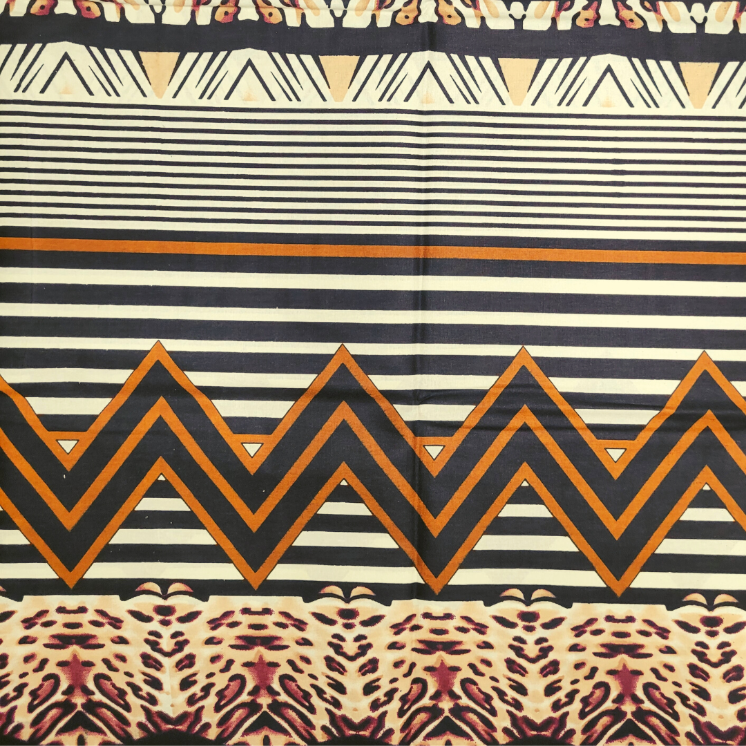African Fabrics By the Yard - Mudcloth Print - Brown, White, Black, Animal Print