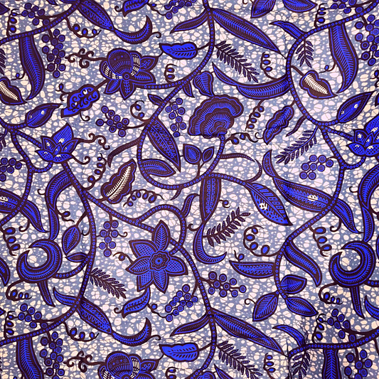 African Fabrics By the Yard - Ankara Print - Blue and Gray