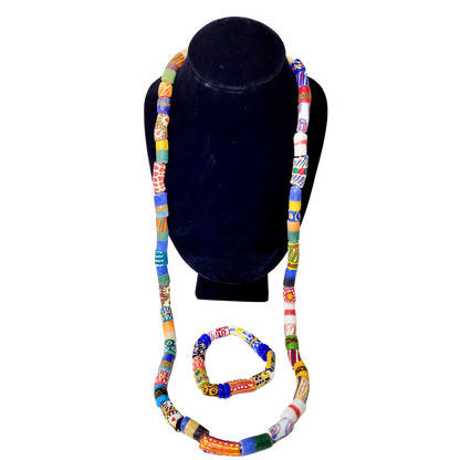 Shop Asali's Ghanian Glass Beaded Necklace and Bracelet Set
