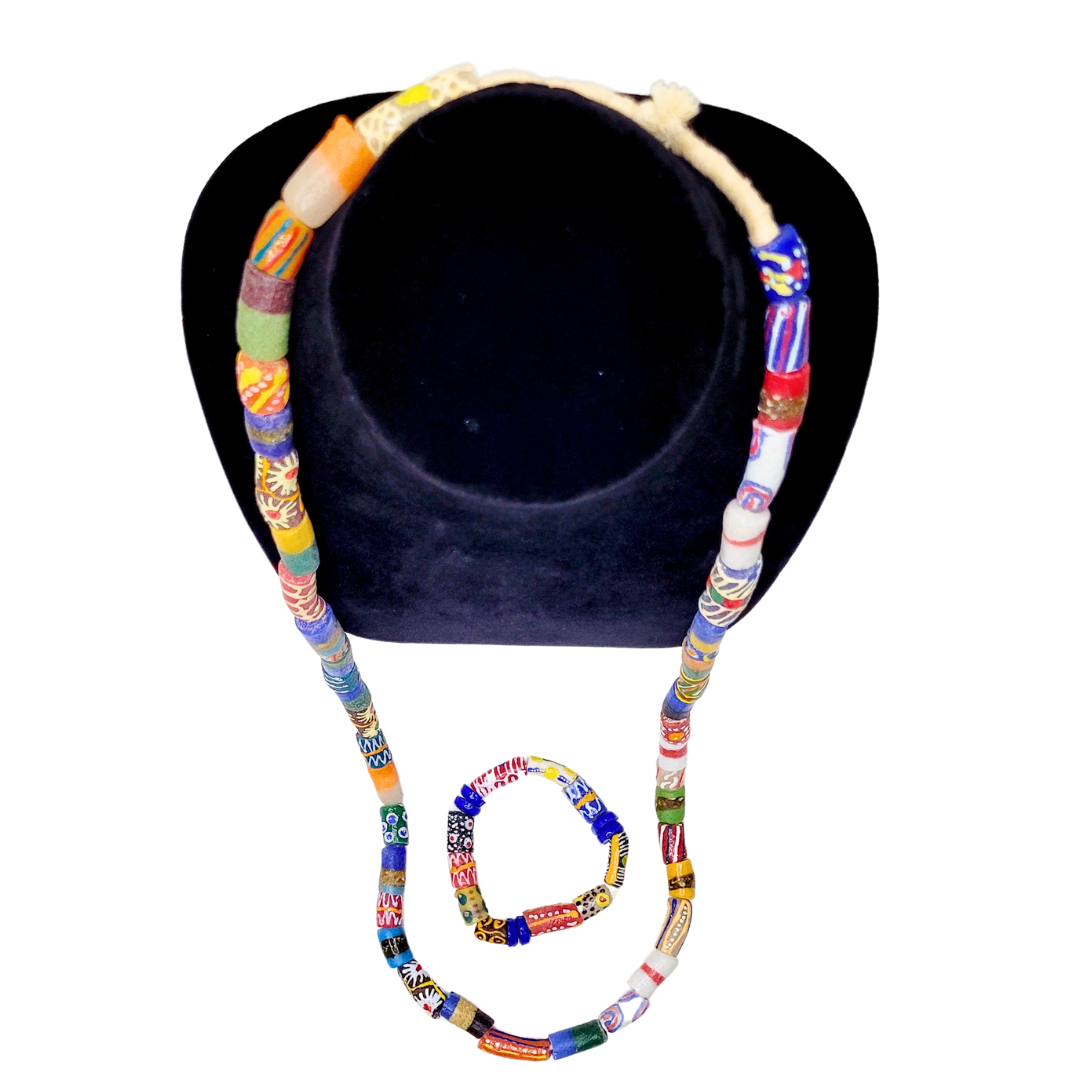 Shop Asali's Ghanian Glass Beaded Necklace and Bracelet Set