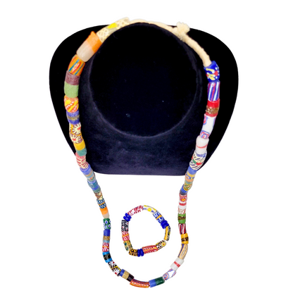 Shop Asali's Ghanian Glass Beaded Necklace and Bracelet Set