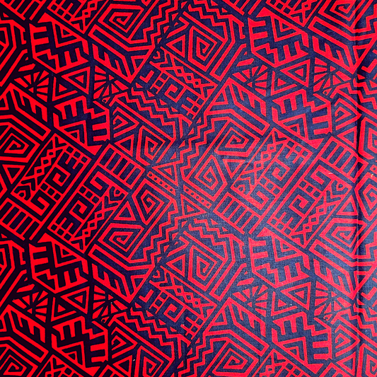 African Fabrics By the Yard - Kente, Ankara, Kitenge, and Mudcloth Print. Red