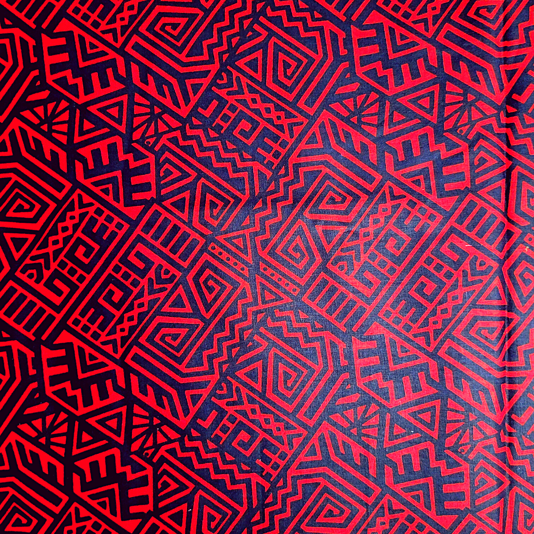 African Fabrics By the Yard - Kente, Ankara, Kitenge, and Mudcloth Print. Red