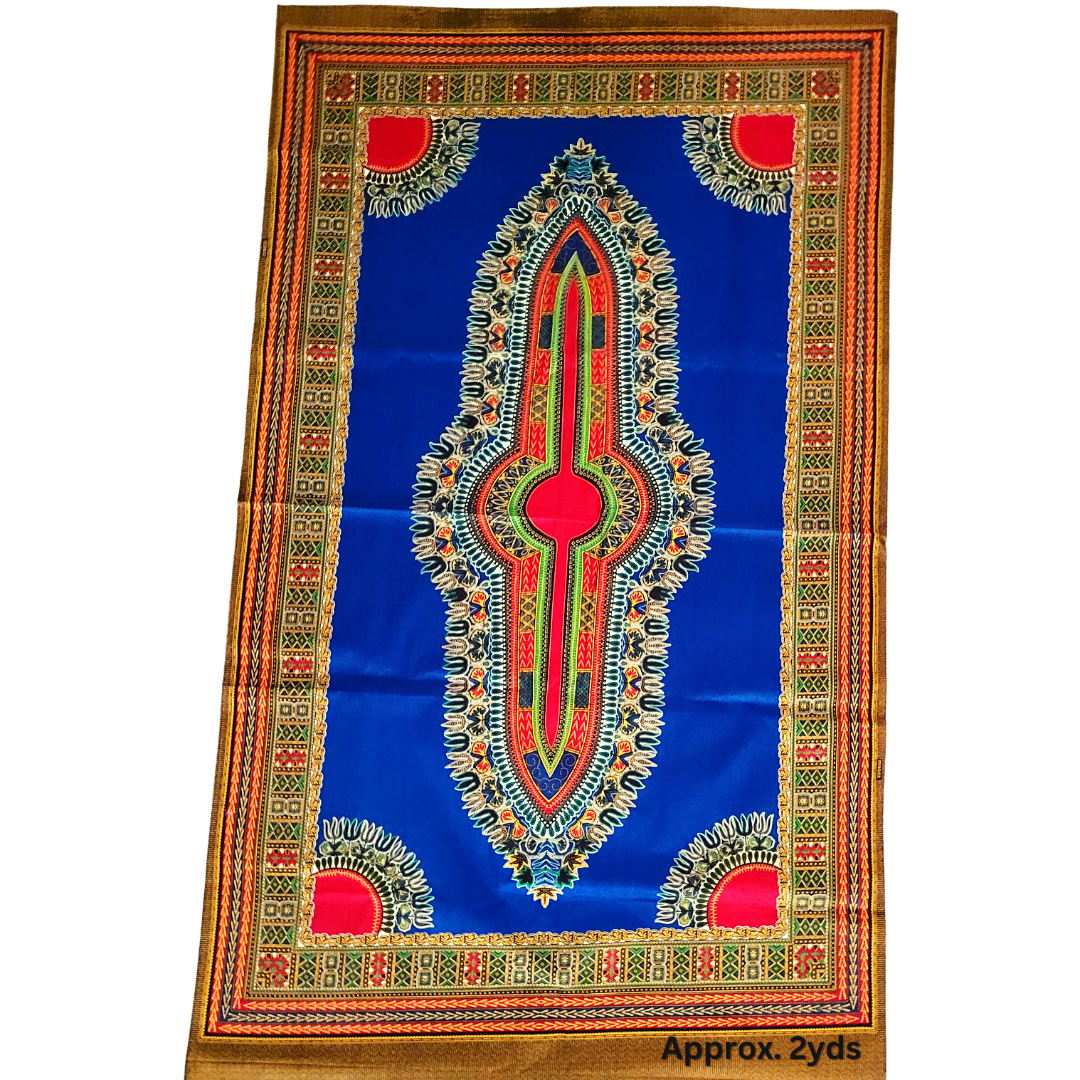 African Fabric Sold Two (2) Yards Per Unit - Dashiki Fabric. Multiple Color. Red, Tan, Blue, Black, Yellow, Orange.