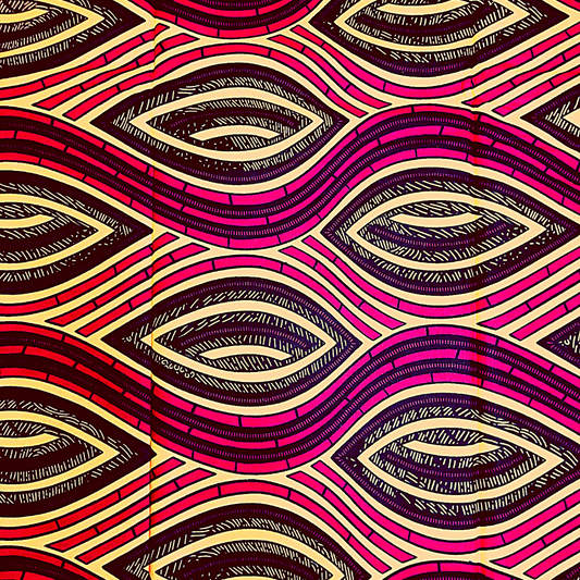 African Fabrics By the Yard - Ankara Print - Brick Red, Tan, Black