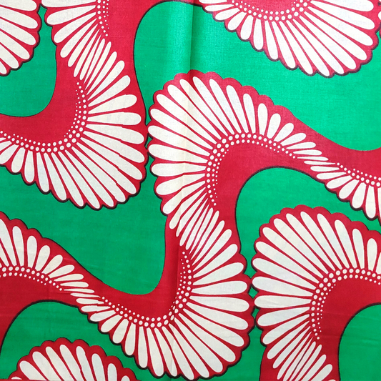 African Fabrics By the Yard - Ankara Print - Red, Green, and White