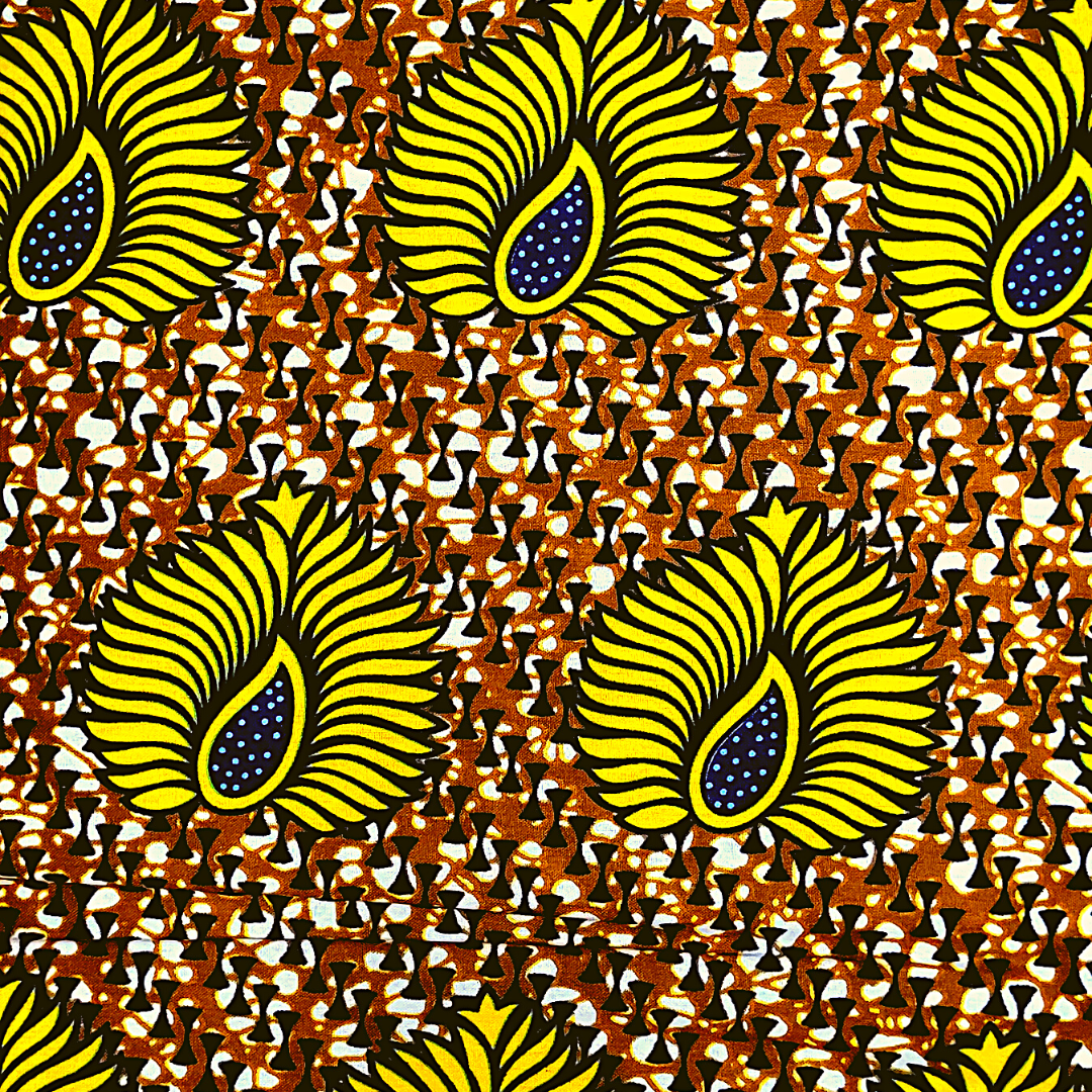 African Fabrics By the Yard - Ankara Print - Brown & Yellow