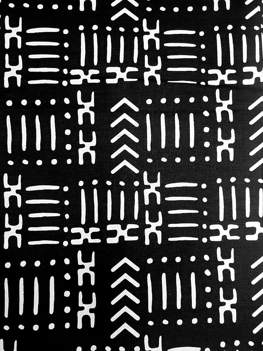 African Fabrics By the Yard - Mudcloth Print - Black and White #2