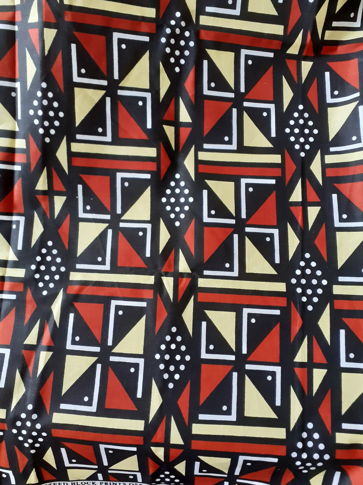 African Fabrics By the Yard - Mudcloth - Burnt Orange, Pale Yellow, Black, and White