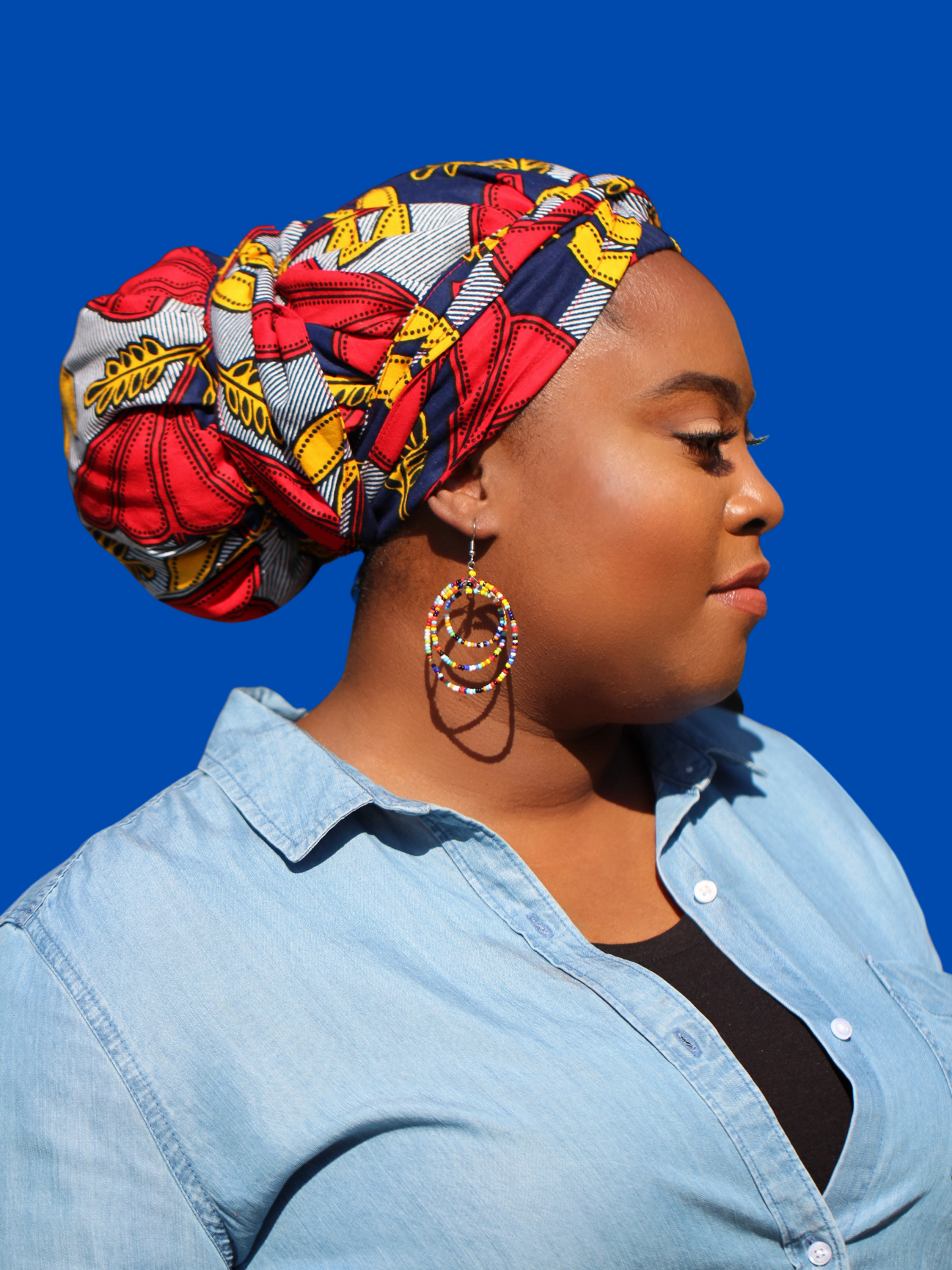 Africa, african fabric, ankara fabric, african print, dutch wax, mudcloth print, ethnic print, tribal print, kente, kitenge, turban, bonnet, satin lined, headwrap, head wrap, africa print ankara, african headwrap, bonnet headwrap, african fabric head wrap, black woman, black women, black hair, natural hair, hair care, hair covering, head covering, braids, locs, dreadlocks, bow head wrap, womens head wrap, black women hair, cancer patients, women with cancer, blue, red, gold, yellow, marigold