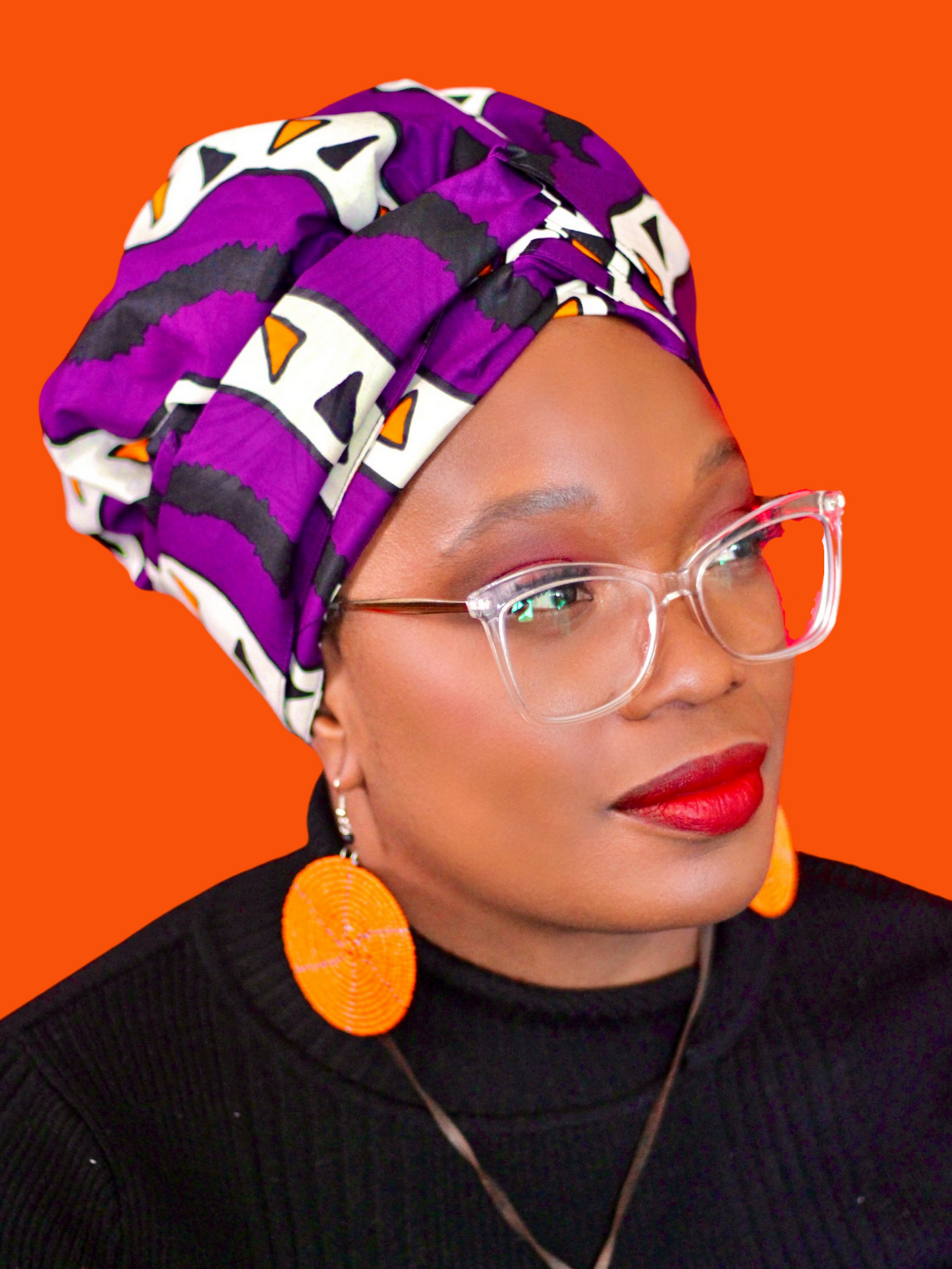 SATIN LINED BONNET Head Wrap With Band, Bright Ankara African