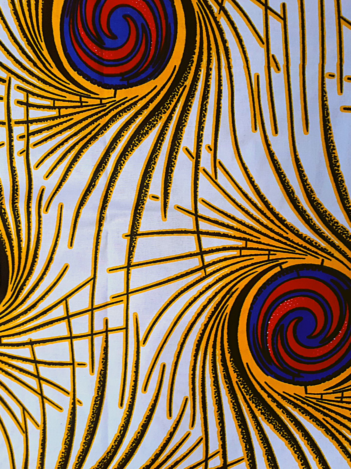 African Fabrics By the Yard - Kitenge - White, Yellow, Blue, and Red