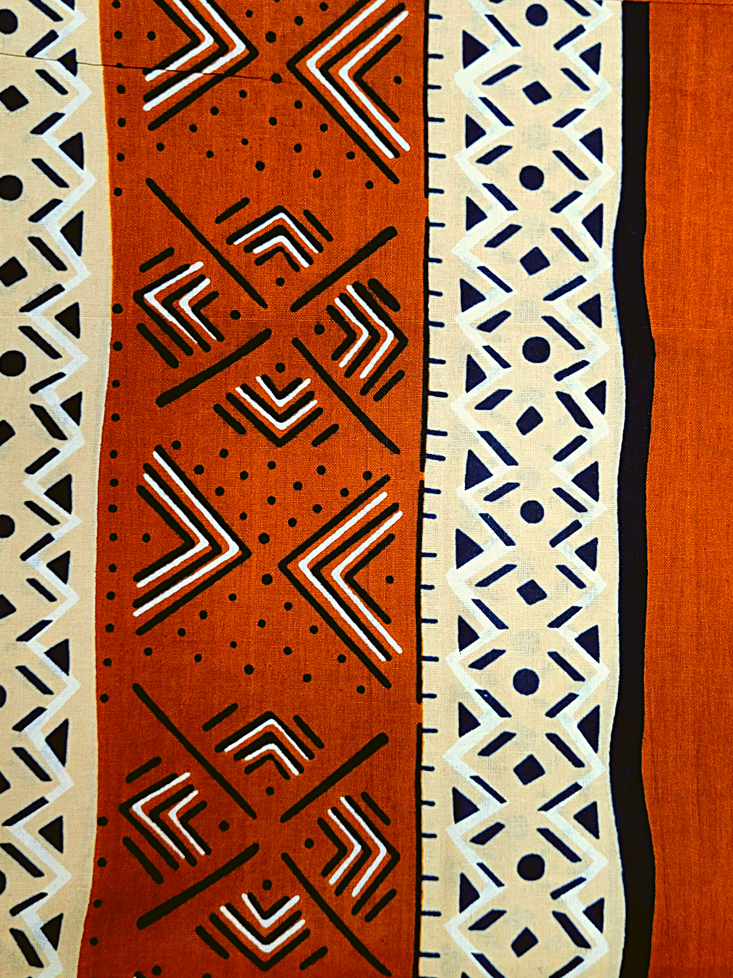 African Fabrics By the Yard - Mudcloth Print - Rustic Brown, Off White, and Black