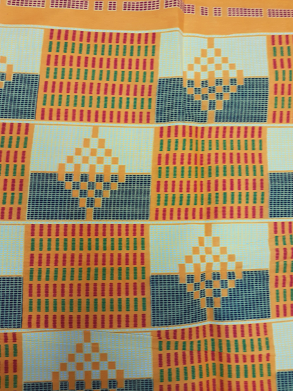 African Fabrics By the Yard - Kente - Marigold, Yellow, Red, Black, and Green
