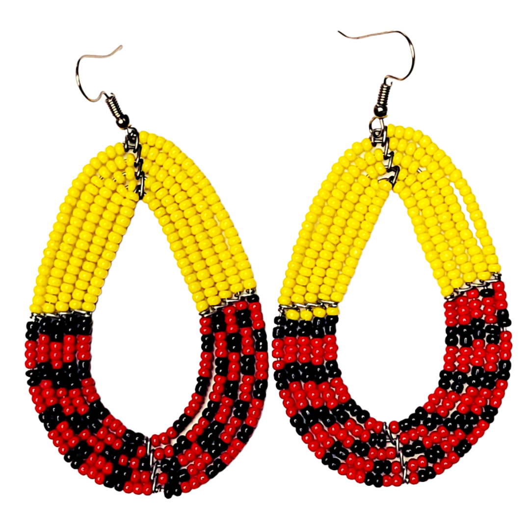 African Kenyan Maasai Beaded Tear Drops Earrings: Multicolor Beaded Earrings 2