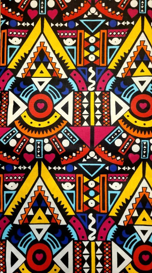 African Fabrics By the Yard- Ankara - Artdeco Multicolor: Red