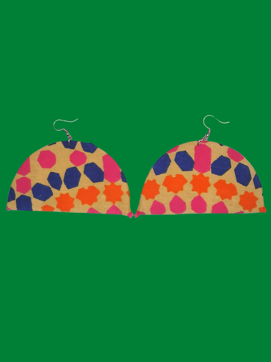Geometric Afrocentric Earrings - Semi Circles, Rectangles, and Oval Shapes
