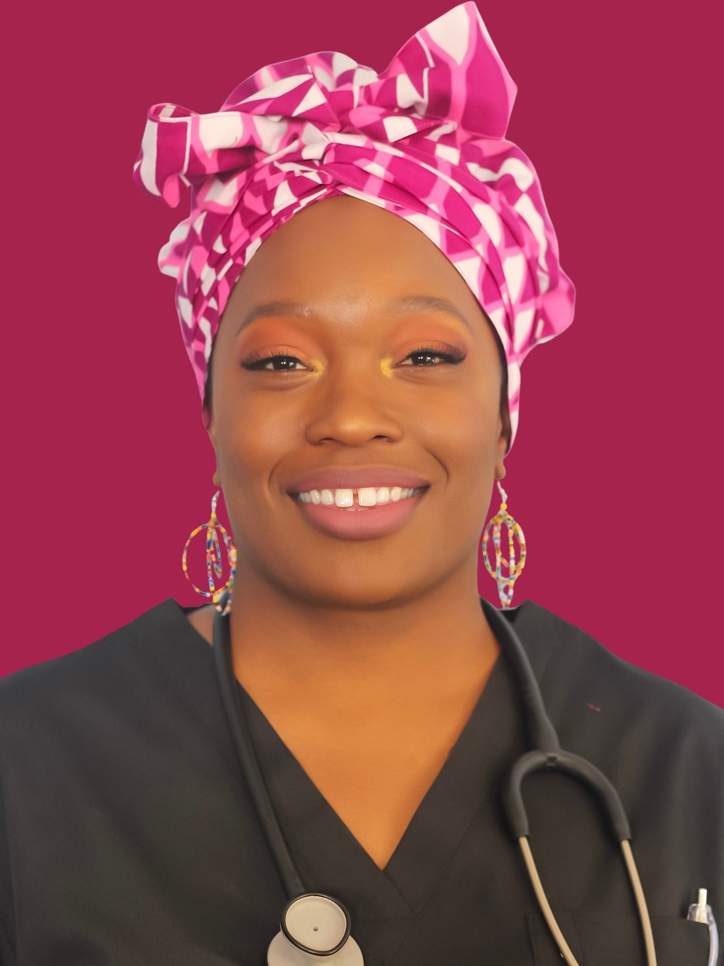 Satin Lined Bonnet Head Wrap - Fushia & Pink – Asali