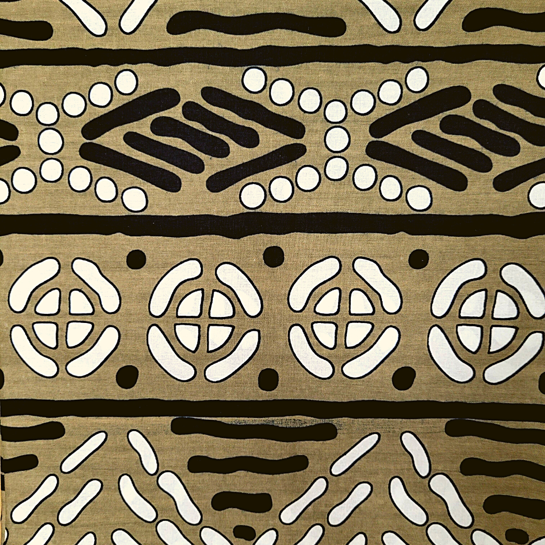 African Fabrics By the Yard - Mudcloth Print - Platinum Gray, Black and White